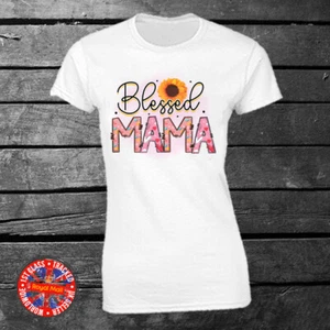 Blessed Mama T-shirt Ladies Kids Unisex Gift Mummy Mum Mom Mother's Day - Picture 1 of 1