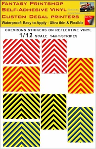 RC 1:12 Scale CHEVRONS ON REFLECTIVE VINYL STICKER DECALS TRANSFER STICKER R.C - Bild 1 von 25