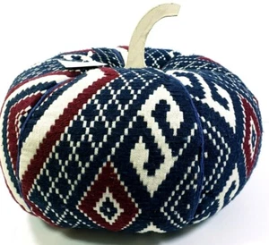 Southwest Woven Style Fall Faux Pumpkin Red White and Blue Cloth 13" x 6.5" NWT - Picture 1 of 12