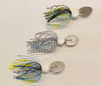 1/2oz Bladed Jig Chatterbait Custom Lot Of 3 Black And Blue