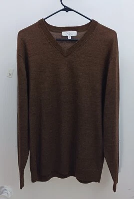 Suéter Turnbury Para Hombre L Lana Merino Extra Fina Marrón Cuello en V Manga Larga Usado en Excelente Condición Foto 1 de 4