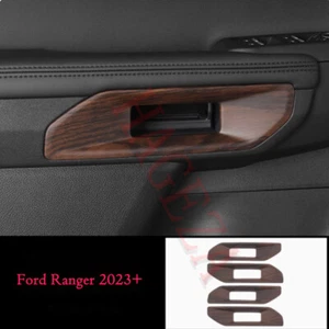 Auto Interior Door Handle Frame Cover Trim For Ford Ranger 2023 2024 Wood Grain - Picture 1 of 9