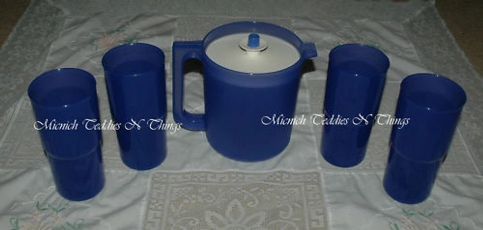 TUPPERWARE 1.8L JUG LARGE STACKABLE TUMBLER SET OF FOUR LUPIN BLUE PURPLE  - Image 1 of 1
