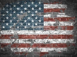 Kate Backdrop Fabric American Flag on Brick 10' x 6.5' Wrinkle Resistant - Picture 1 of 3