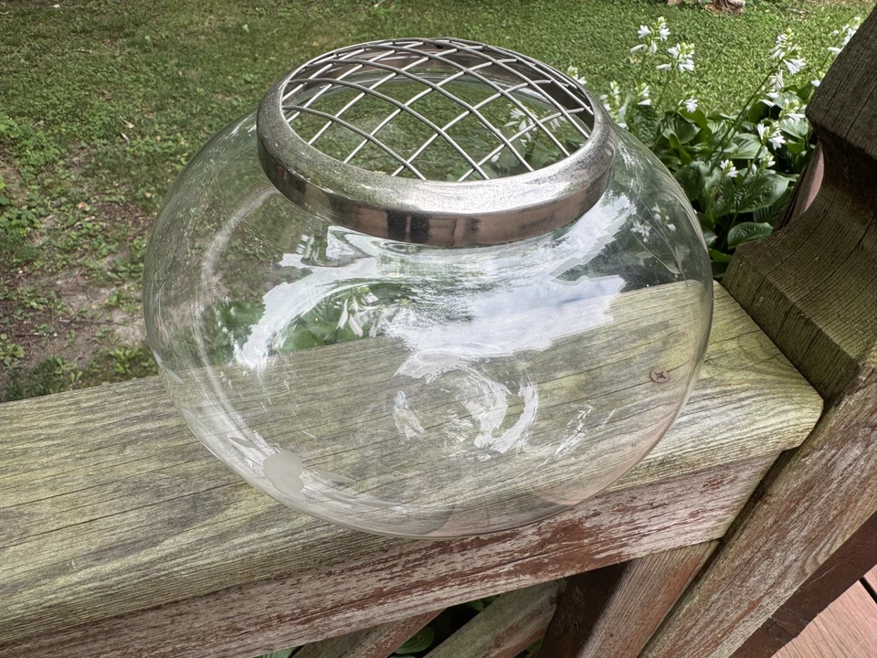 Jarrón de popurrí vintage Princess House #484 soplado a mano, cristal Heritage, floral Foto 1 de 4