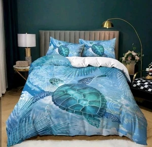 Turtle 3 Piece Full Set Duvet Cover With 2 Pillowcases. New Shrinkwrapped Seal - Picture 1 of 5
