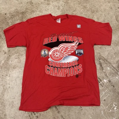 VINTAGE NHL Detroit Red Wings Champions 2002 Hockey T-Shirt Large Mens Adult - Image 1 of 4