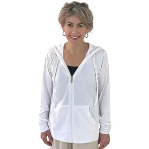 Women's Active Casual Thin Cotton Zip Up Hoodie Jacket White Medium 1 Piece - Picture 1 of 7