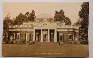 Monticello Westfront Thomas Jefferson handkolorierte Postkarte antik - Bild 1 von 2
