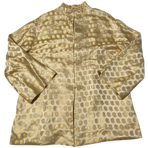 Damen Bluse 18 Jacquard Cheongsam Frosch Knopf Gold Paisley Chinesisch Mandarin - Bild 1 von 15