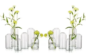 Glass Bud Vases for Flowers - Blown Modern Small Glass Vases for Centerpieces... - Picture 1 of 6