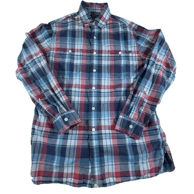 Camisa Polo Ralph Lauren Mediana Mediana Clásica Cuadros Azul Rojo Cuadros Abotonada Foto 1 de 4