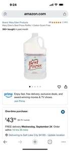 Mary Ellen's Best Press Minen 1/2 Gallone - duftfrei macht Bügeln einfacher - Bild 1 von 3