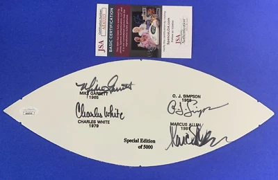 USC Heisman Signed Football Panel 4 Auto OJ Simpson Marcus Allen JSA AE43315 - Image 1 of 4
