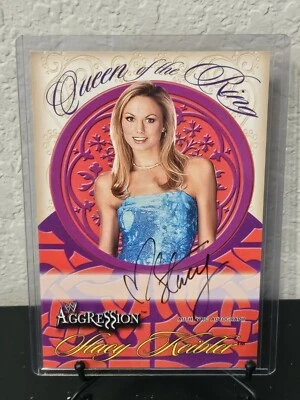 Stacy Keibler 2003 Fleer WWE Queens of the Ring Auto /1500 Autographed 5x7 Card - Image 1 of 4