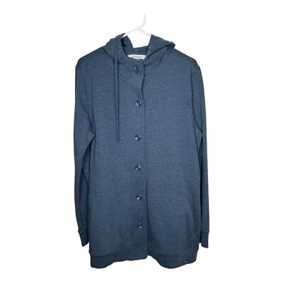 RealComfort By Chadwick’s 女式连帽运动衫大号蓝色纽扣前襟  — 第 1/4 张图片