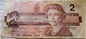 Billete Ottawa 1988 Canadá $2 Bur9382371, en muy buen estado, circulado - Imagen 1 de 2