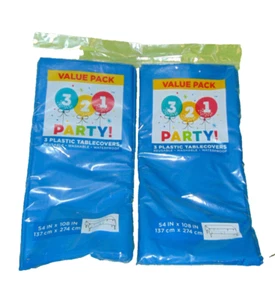 321 Party Plastic Tablecloths Set Of 2 New 54 X 108 - Picture 1 of 2