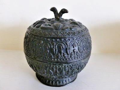 Antique Cast Bronze Betel Nut Box Lime Box India Indian Malay Sumatran • 48£