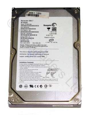 80 GB - 3.5" SATA Seagate ST380013AS - 9W2812-007  Hard Disk Drive - Image 1 of 2