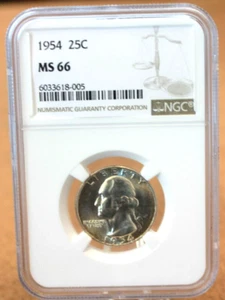 1954-P Washington Quarter Silver MS66 NGC (025WEJ) - Picture 1 of 7