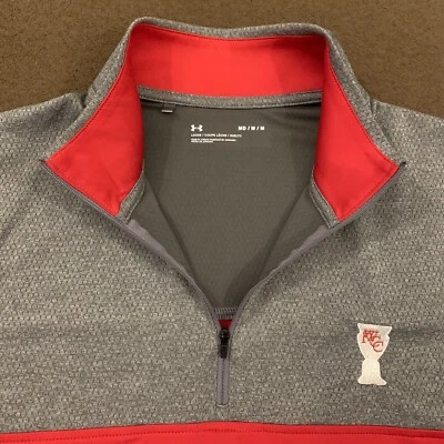 UNDER ARMOUR Mens Gray Red 1/4 Zip Lightweight Performance Pullover Medium - Image 1 of 4