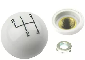 White 4 Speed Hurst Gear Shift Knob 3/8"-24 Thread & Lock Nut 1964-72 GM Models - Picture 1 of 3