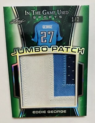 2019 Leaf ITG Eddie George 1/2 Jumbo Patch Jersey Game Used Titans - Image 1 of 4
