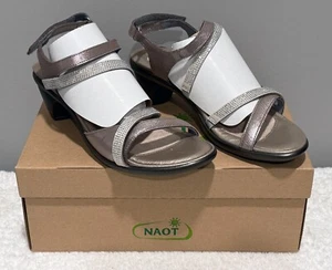 NAOT Women's Innovate Silver Threads / Beige & Clear Stones Strap Sandals - 7 US - Picture 1 of 20