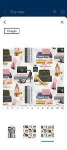 FOREVER FASHION David Textiles Books High Heels Purses Cotton Fabric. LOT OF 5! - Picture 1 of 5