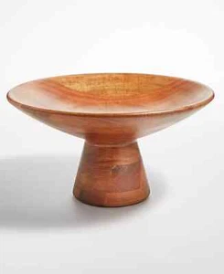 THE CELLAR Acacia wood 12.5" Footed Pedestal Serving Fruit Bowl Centerpiece, NEW - Picture 1 of 1