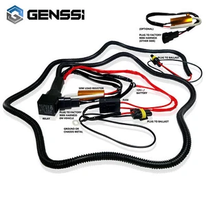 9007 HID Relay Wiring Harness for Xenon Conversion Kit with 2 50W Resistors - Bild 1 von 2