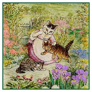 Beatrix Potter Mama Spanks Tom Kitten Counted Cross Stitch Chart Pattern - Picture 1 of 4