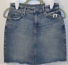 Womens Old Navy Medium Wash High-Waisted Frayed-Hem Denim Mini Jean Skirt/Size 0