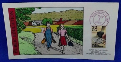 Scott 2159 FDC Public Education in America Quill Pen Apple Spectacles Collins - Image 1 of 2