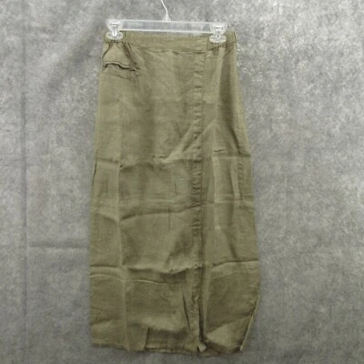 Falda midi recta para mujer FLAX Designs P marrón lino bolsillo frontal tirar nueva Foto 1 de 4