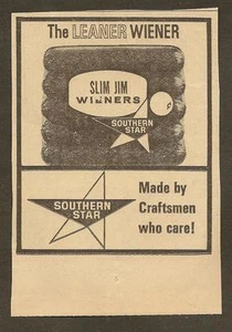 VINTAGE AD SOUTHERN STAR SLIM JIM WIENERS - 1967 - Picture 1 of 1