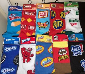 Odd Sox Crazy Socks Mens Crew Socks Sizes 6-12 Snacks & Junk Food Lot Of 10 NWT