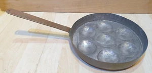 Vintage 18" Kupfer 7 Eier Pochierer Escargot Pfanne Pfanne Handarbeit Kupfergriff - Bild 1 von 10