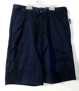 Izod Boys 18 Husky Natural Stretch Flat Front Short Pants, Navy Uniform - Picture 1 of 2