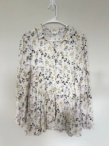J Jill Ditsy Floral Cottagecore Button Down Bluse Gr. M Girly Casual Top - Bild 1 von 5