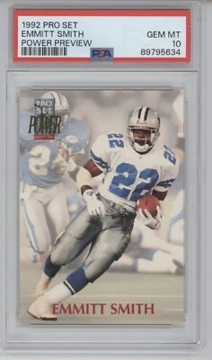 1992 Pro Set Power Preview Football #NNO Emmitt Smith Psa 10 - Image 1 of 2