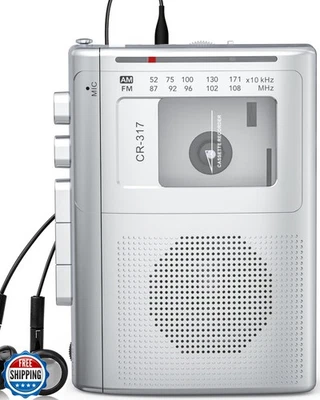 JAZMM Cassette Player Recorder with Bluetooth Transmitter - AM FM Walkman Retro