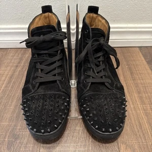 Christian Louboutin Lou Spikes High Top Sneaker Schwarz Wildleder EU 46 oder Größe US 12 - Bild 1 von 9
