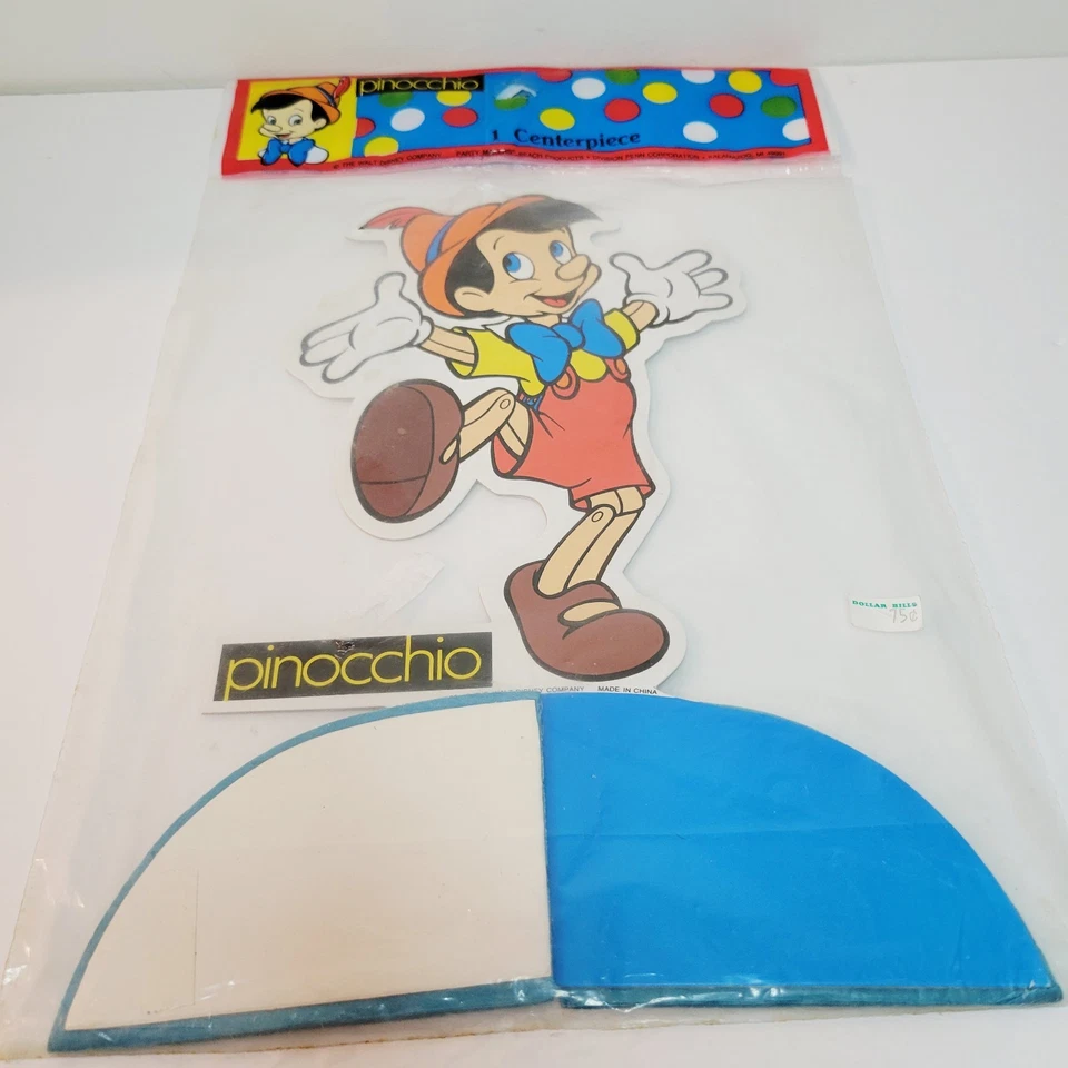 Vtg Disney Pinocchio Paper Table Top Centerpiece Party Makers Kalamazoo MI - Image 1 of 1