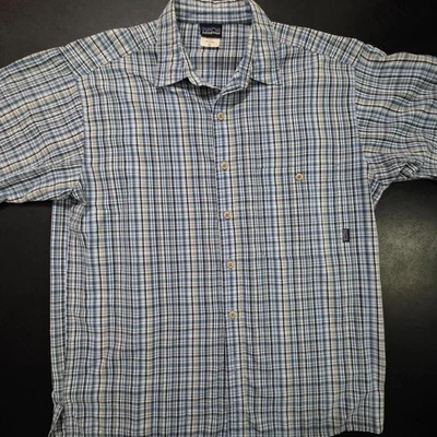 Patagonia Shirt M Plaid Seersucker Button Up Lightweight Hiking Trailwear - Image 1 of 4