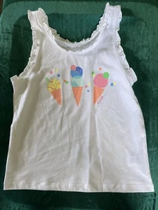 365 KIDS GARANIMALS sz 8 White Mini Ruffle Tank Top Ice Cream Cone 'Cool' - Picture 1 of 3