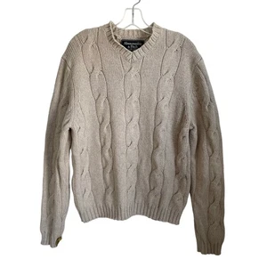 Maglione Abercrombie & Fitch lana di agnello cotone taglia XL maglia cavo scollo a V pescatore  - Foto 1 di 9