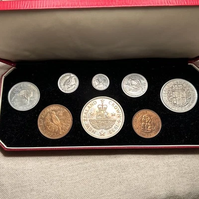 Juego de 8 monedas de prueba de Nueva Zelanda 1953 ME Foto 1 de 4