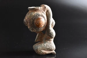 S2057: XF Japanese Bronze Stone Person sculpture FLOWER VASE Buddhist art - Picture 1 of 8